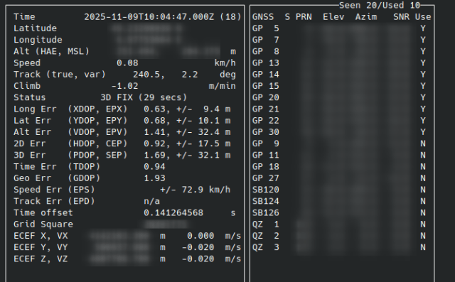 parse gpsd data in python